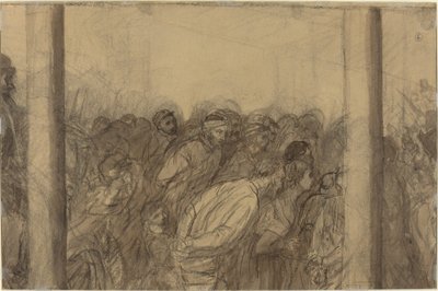 Skare af mennesker set mellem to søjler [verso]. af Alphonse Legros