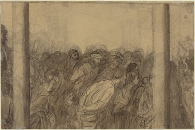 Menneskemængde set mellem to søjler [verso] af Alphonse Legros