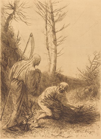 Døden og Skovhuggeren, 2. plade Le mort et le bucheron. af Alphonse Legros