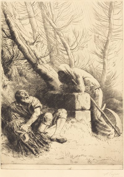 Døden og Skovhuggeren, 4. plade La mort et le bucheron. af Alphonse Legros