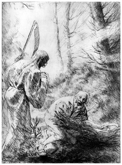 En træhuggers død, c1860-1910 1924. af Alphonse Legros