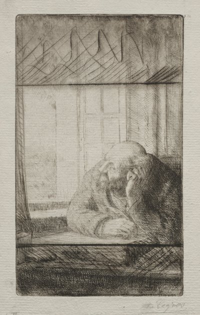 Aften ved vinduet. af Alphonse Legros