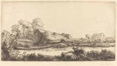 Farm langs floden set af Evening Light Farm langs floden: Evening Light. af Alphonse Legros