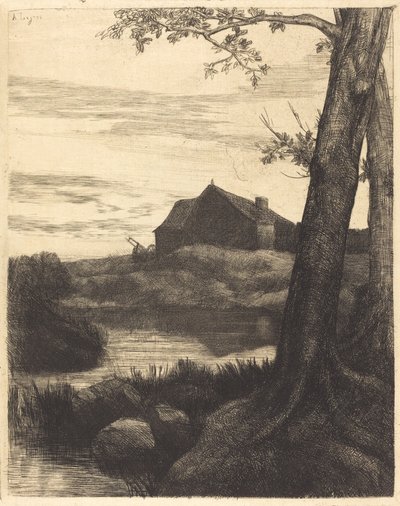 Gård med stort træ Gård med stort træ. af Alphonse Legros