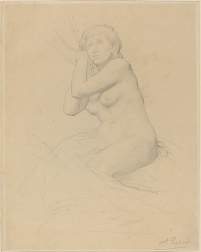 Kvinde nøgen siddende af Alphonse Legros