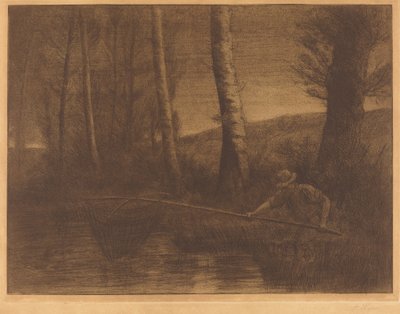 Fisker med et bøjle-net (La peche a la trouble) af Alphonse Legros