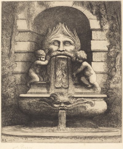 Springvand: Grotesk, børn og bassin af Alphonse Legros