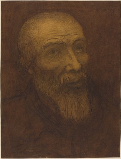Hoved af en skaldet mand med skæg, 1906. af Alphonse Legros