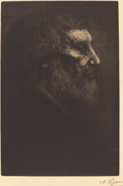 Leder af en tigger Tete de mendiant. af Alphonse Legros