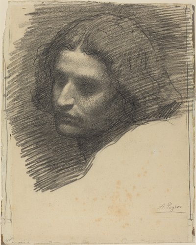 Leder af en mand, der vender mod venstre [recto] af Alphonse Legros