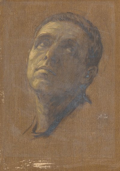 Hoved af en mand med opadvendte øjne, slutningen af det 19.-begyndelsen af det 20. århundrede. af Alphonse Legros