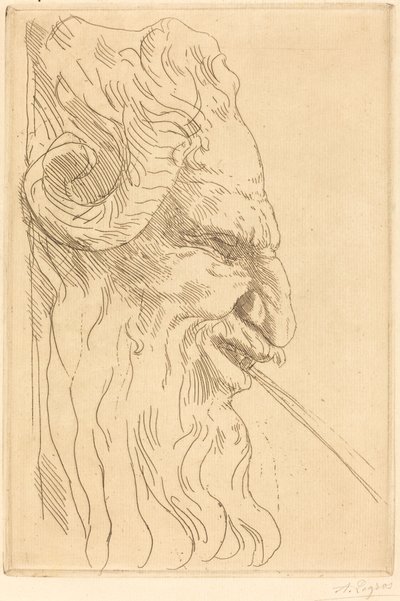 Leder af en Satyr Tete de satyre. af Alphonse Legros