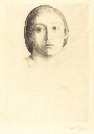 Hoved af en ung pige af Alphonse Legros