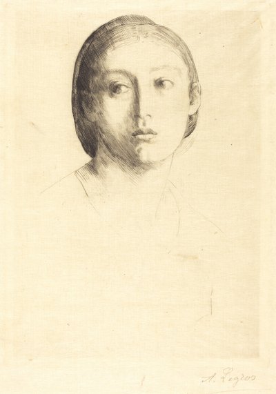Hoved af en ung pige af Alphonse Legros