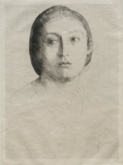 Hovedet af en ung pige. af Alphonse Legros