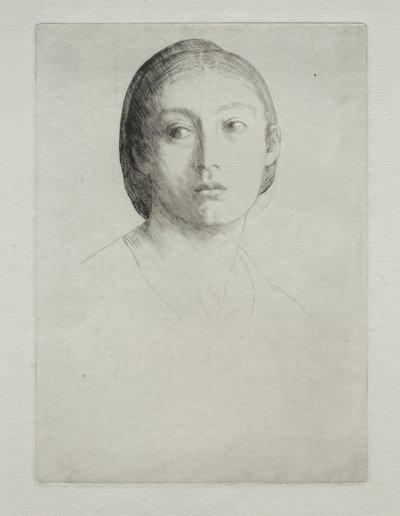 Hovedet af en ung pige. af Alphonse Legros