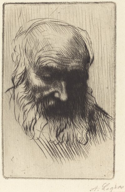 Leder af en gammel mand Etude de tete. af Alphonse Legros