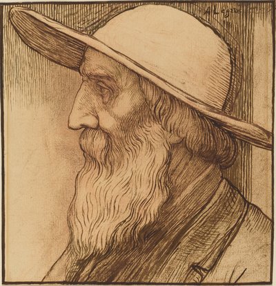 Hoved af en gammel mand med en bredskygget hat. af Alphonse Legros