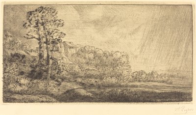 Landskab med to træer af Alphonse Legros