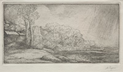 Landskab med to træer Landskab med to træer. af Alphonse Legros