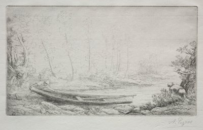 Afgang til fiskeri, i tågerne. af Alphonse Legros