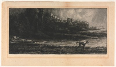 Landskabet med båden. af Alphonse Legros