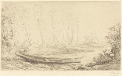 Mand med en spids, figur til højre Pecheurs des truites. af Alphonse Legros