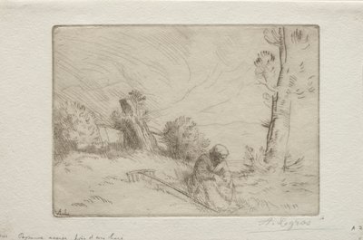 Bonde nær et stengærde. af Alphonse Legros