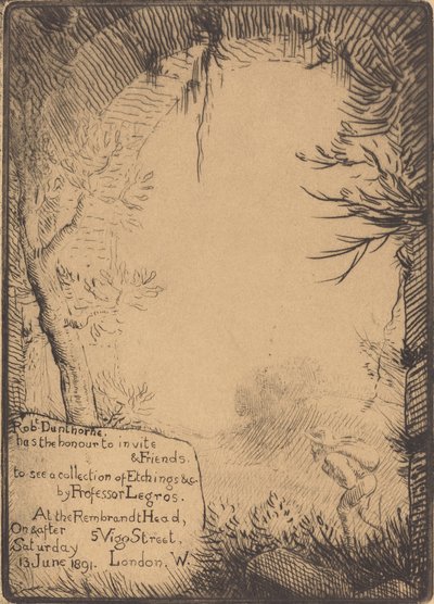 Plade lavet til en udstilling i Dunthorne Home af Alphonse Legros