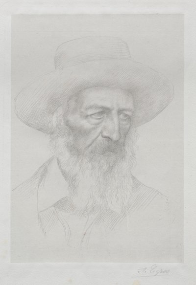 Portræt af Alfred Lord Tennyson. af Alphonse Legros