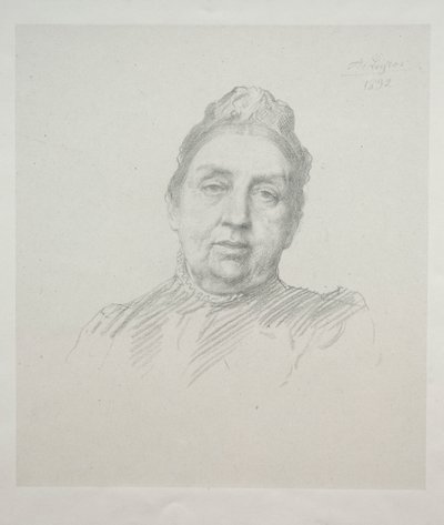 Portræt af Madame Kemp, 3. plade set forfra. af Alphonse Legros
