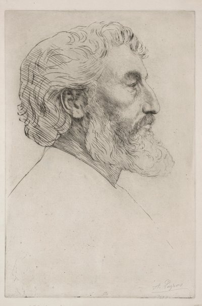 Portræt af Sir Frederick Leighton første plade. af Alphonse Legros