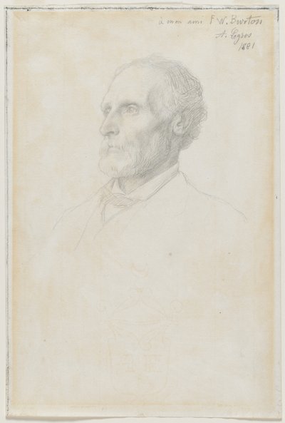 Portræt af Sir Frederick W. Burton, direktør for National Gallery, London af Alphonse Legros