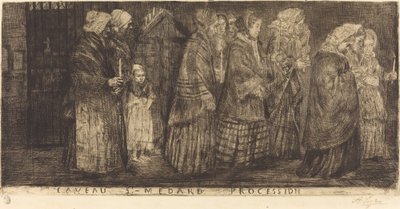 Procession i Saint Medards grav Procession i St. Medards hvælvinger, 1859. af Alphonse Legros