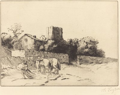 Præstegårdsvæg Le mur du presbytere. af Alphonse Legros