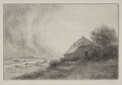Ødelagt hus på en bakkeskråning af Alphonse Legros