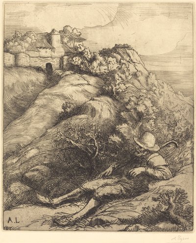 Sovende hyrde (Le repos du berger) af Alphonse Legros