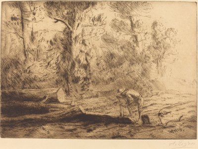 Squaring Logs Mand der flækker logs. af Alphonse Legros