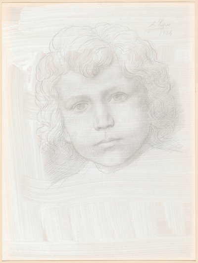 Studie af Amor (hoved af en pige) af Alphonse Legros