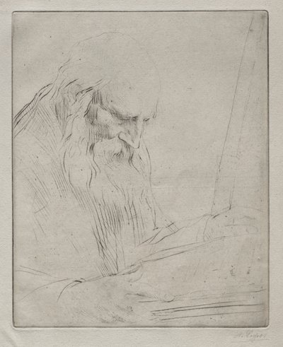 Studie af en mand, der læser. af Alphonse Legros