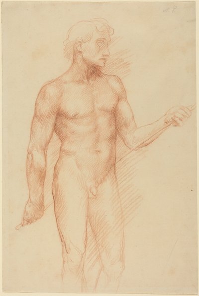 Studie af en mandlig figur, der holder en stav bag ryggen af Alphonse Legros