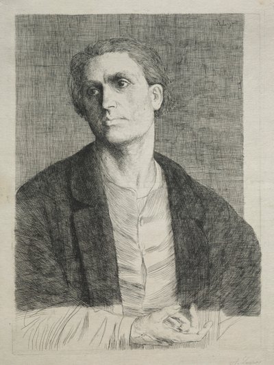 Studie af en mands hoved af Alphonse Legros
