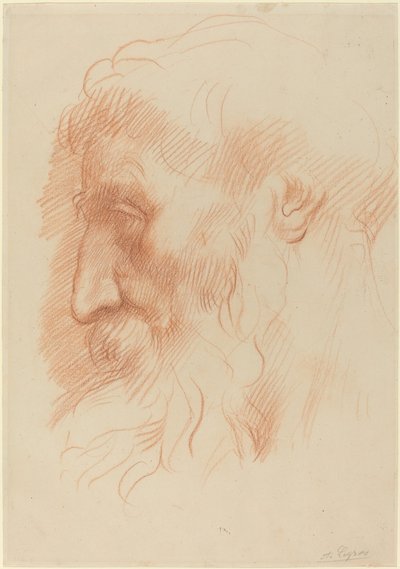 Studie af en mands hoved [recto]. af Alphonse Legros