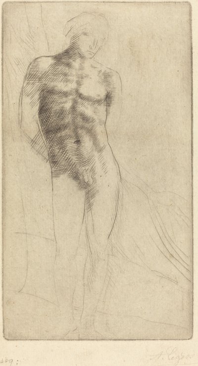 Studie af en nøgen figur Etude de figur nue. af Alphonse Legros