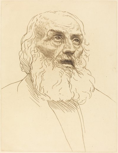 Studie af en gammel mand Etude de vieillard. af Alphonse Legros