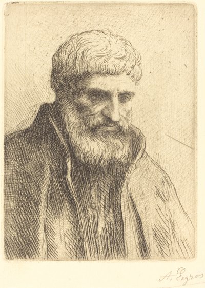 Studie af en gammel mand Etude de vieillard. af Alphonse Legros