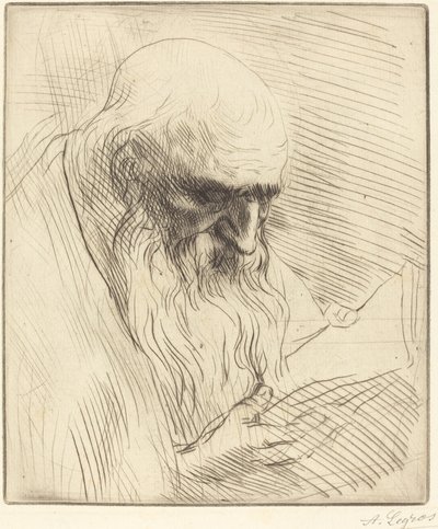 Studie af hovedet på en mand, der læser Etude de tete d