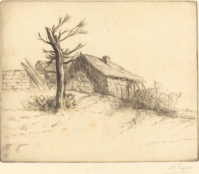 Stråtækt sommerhus (Chaumiere) af Alphonse Legros