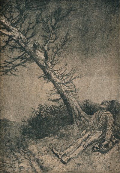 Den døende vagabond, 1875 af Alphonse Legros