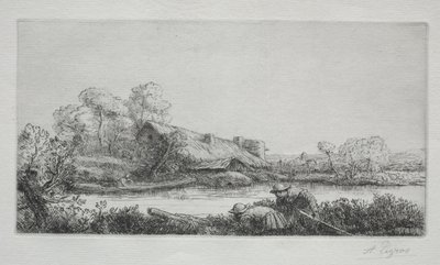 Gården ved floden (La Ferme Sur La Rivière: Afteneffekt) af Alphonse Legros